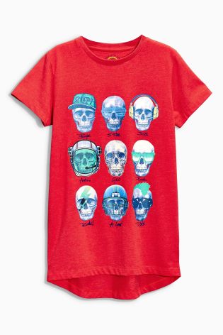 Red Skull Print T-Shirt (3-16yrs)